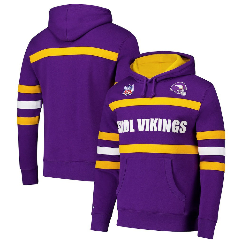Minnesota Vikings Vintage Logo Head Coach Fleece Pullover Hoodie Purple
