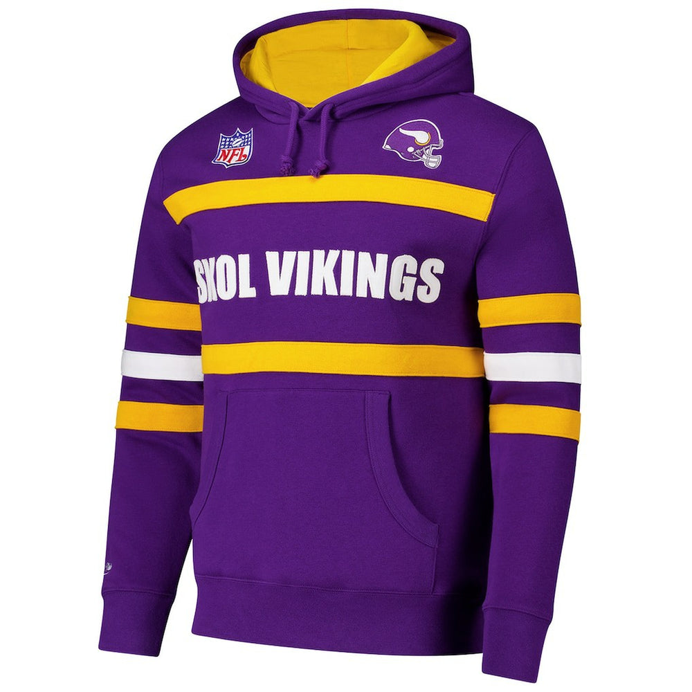 Minnesota Vikings Vintage Logo Head Coach Fleece Pullover Hoodie Purple