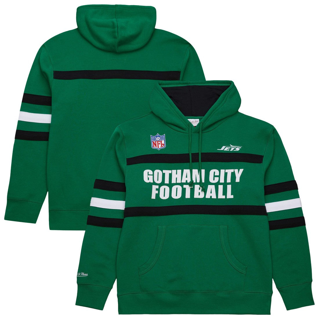 New York Jets Vintage Logo Head Coach Fleece Pullover Hoodie Kelly Green