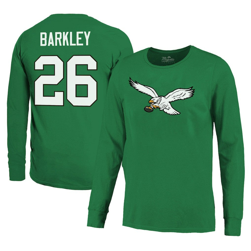Saquon Barkley Philadelphia Eagles Majestic Threads Name & Number Long Sleeve T-Shirt Kelly Green
