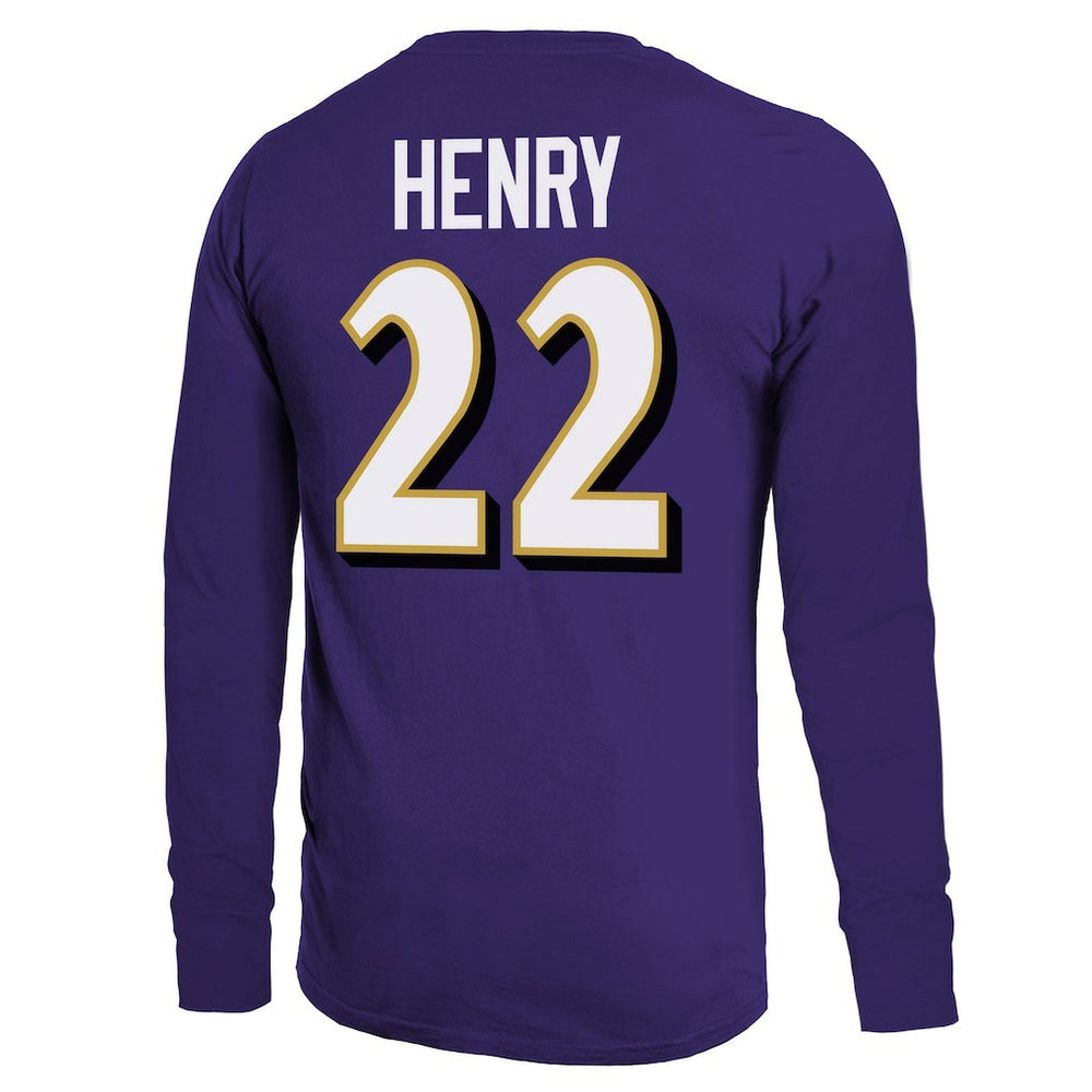 Derrick Henry Baltimore Ravens Majestic Threads Name & Number Long Sleeve T-Shirt Purple