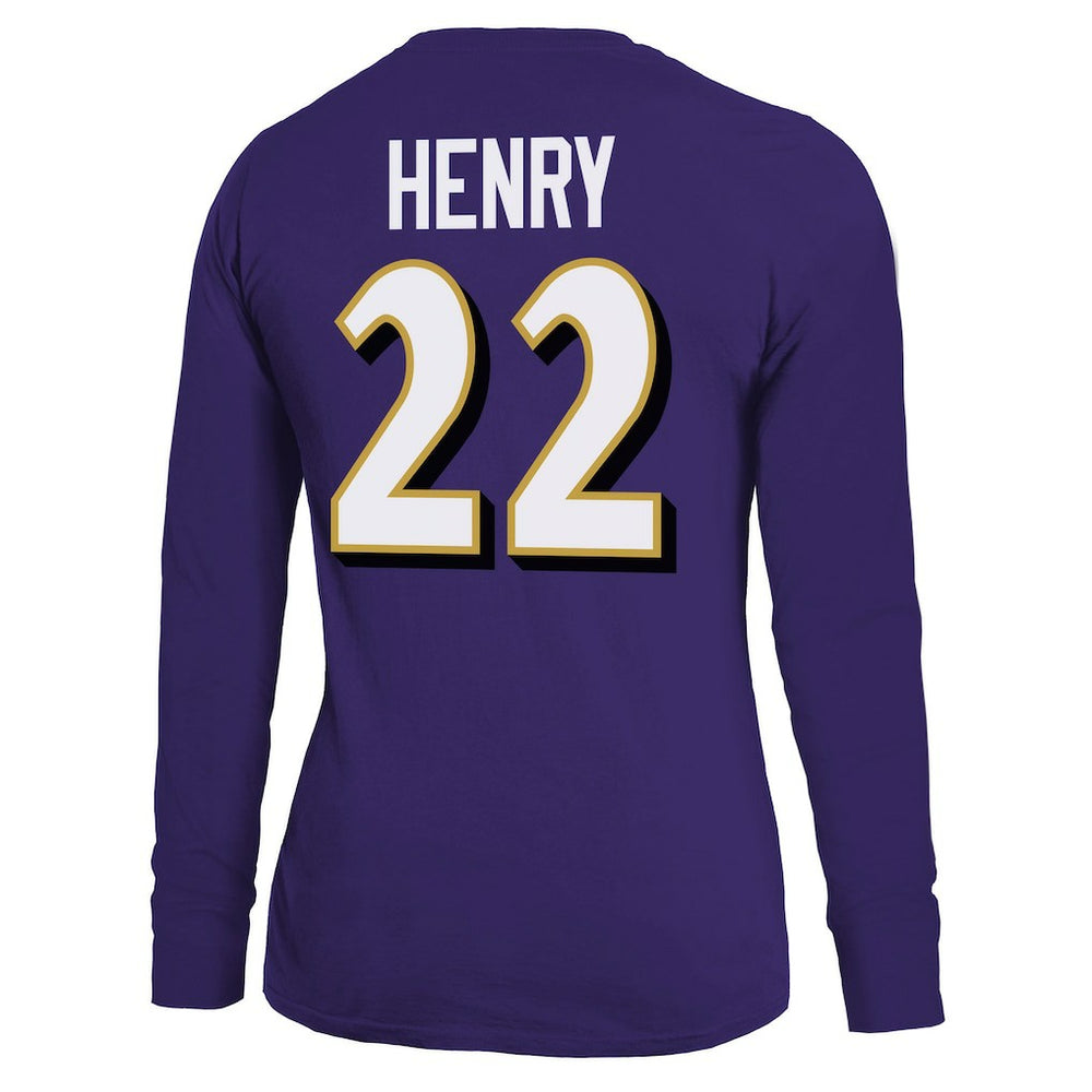 Derrick Henry Baltimore Ravens Majestic Threads Women's Name & Number Long Sleeve T-Shirt Purple