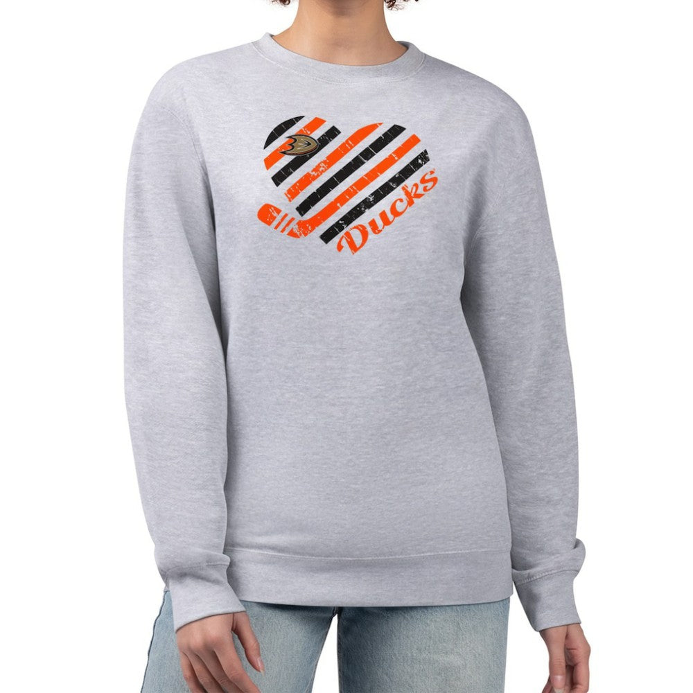NHL Anaheim Ducks G-III 4Her by Carl Banks Women's Heart Graphic Pullover Sweatshirt - Heather Gray