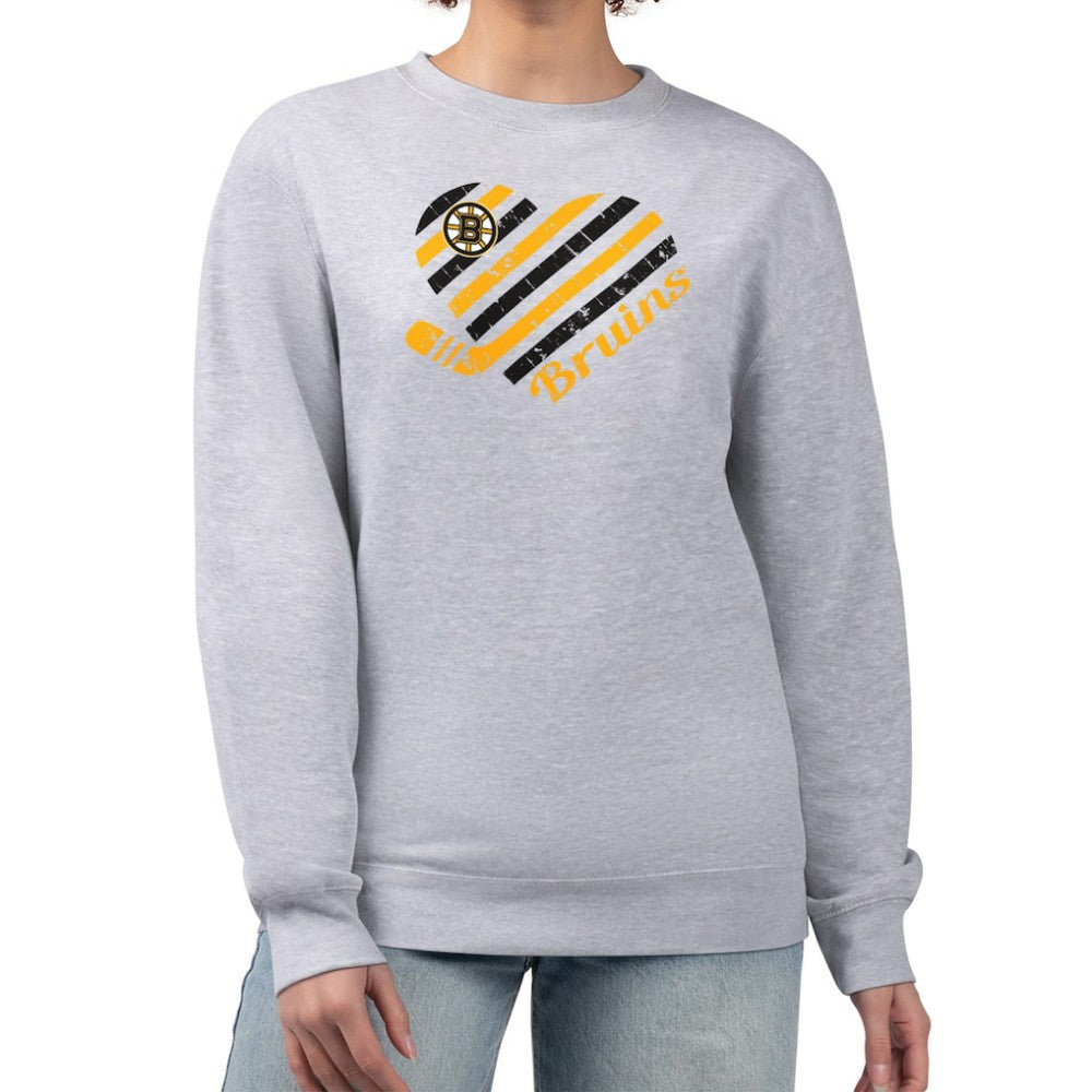 NHL Boston Bruins G-III 4Her by Carl Banks Women's Heart Graphic Pullover Sweatshirt - Heather Gray