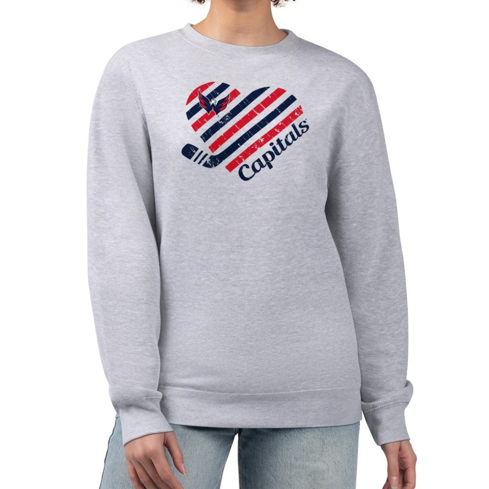 NHL Washington Capitals G-III 4Her by Carl Banks Women's Heart Graphic Pullover Sweatshirt - Heather Gray