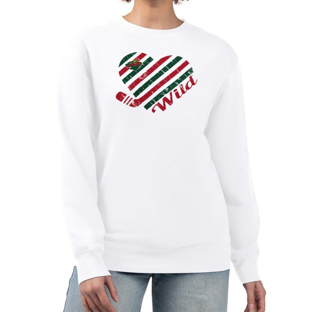 NHL Minnesota Wild G-III 4Her by Carl Banks Women's Heart Graphic Pullover Sweatshirt - White