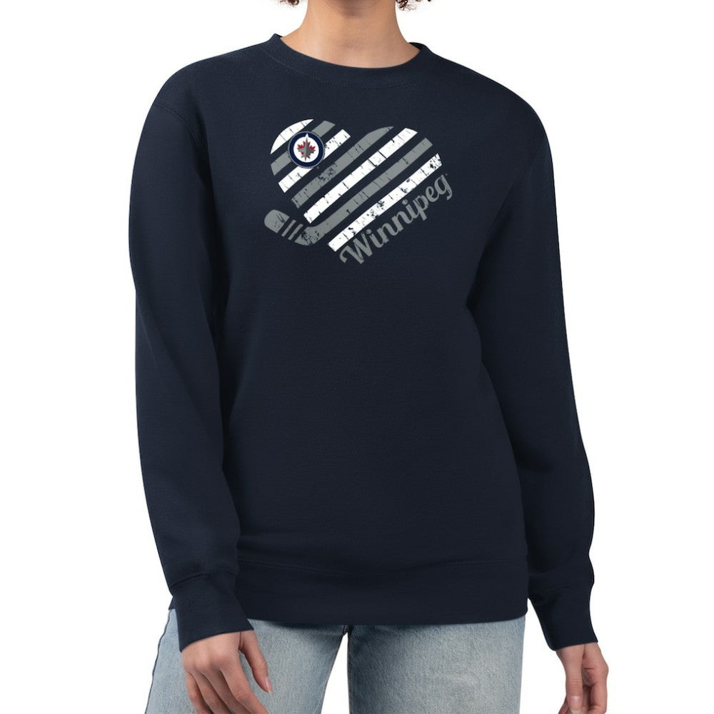 NHL Winnipeg Jets G-III 4Her by Carl Banks Women's Heart Graphic Pullover Sweatshirt - Navy