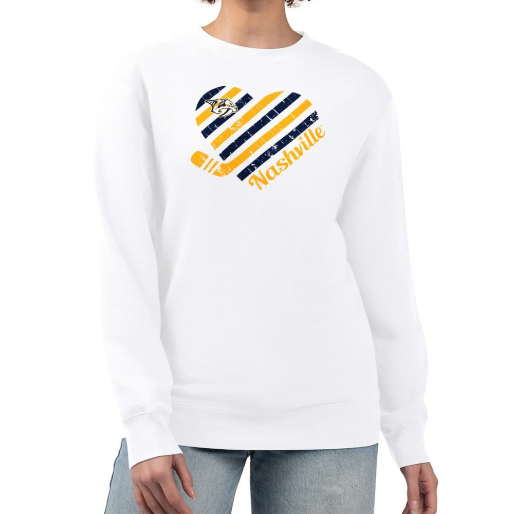 NHL Nashville Predators G-III 4Her by Carl Banks Women's Heart Graphic Pullover Sweatshirt - White
