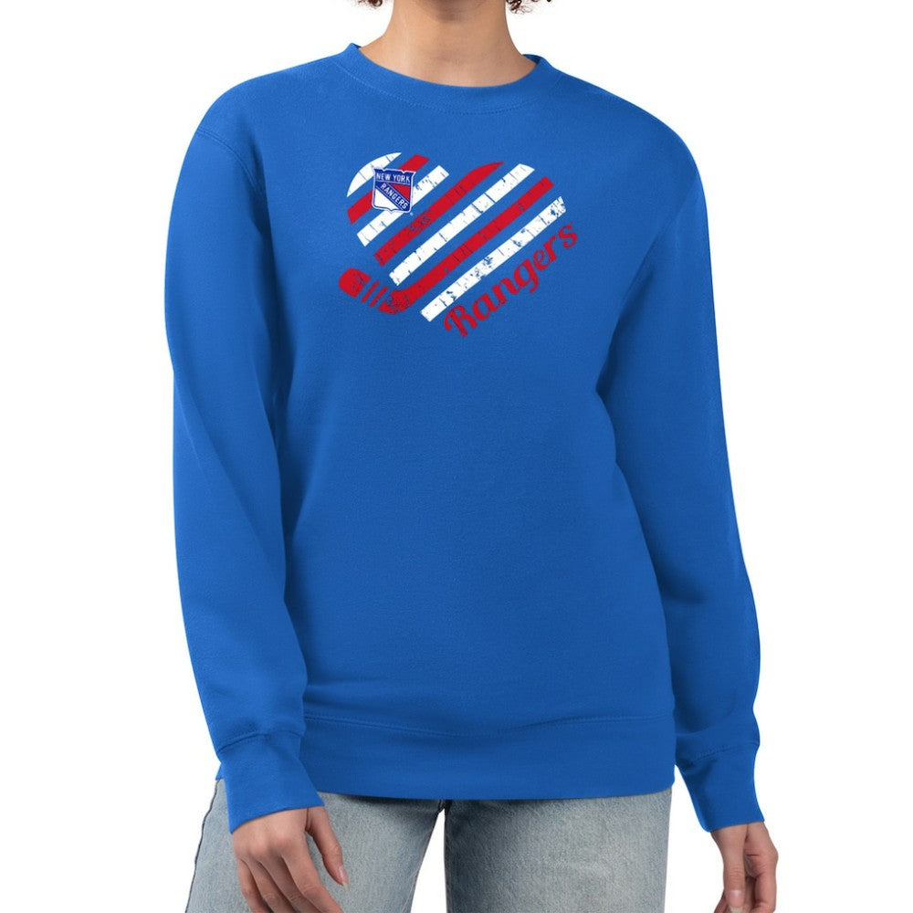 NHL New York Rangers G-III 4Her by Carl Banks Women's Heart Graphic Pullover Sweatshirt - Blue