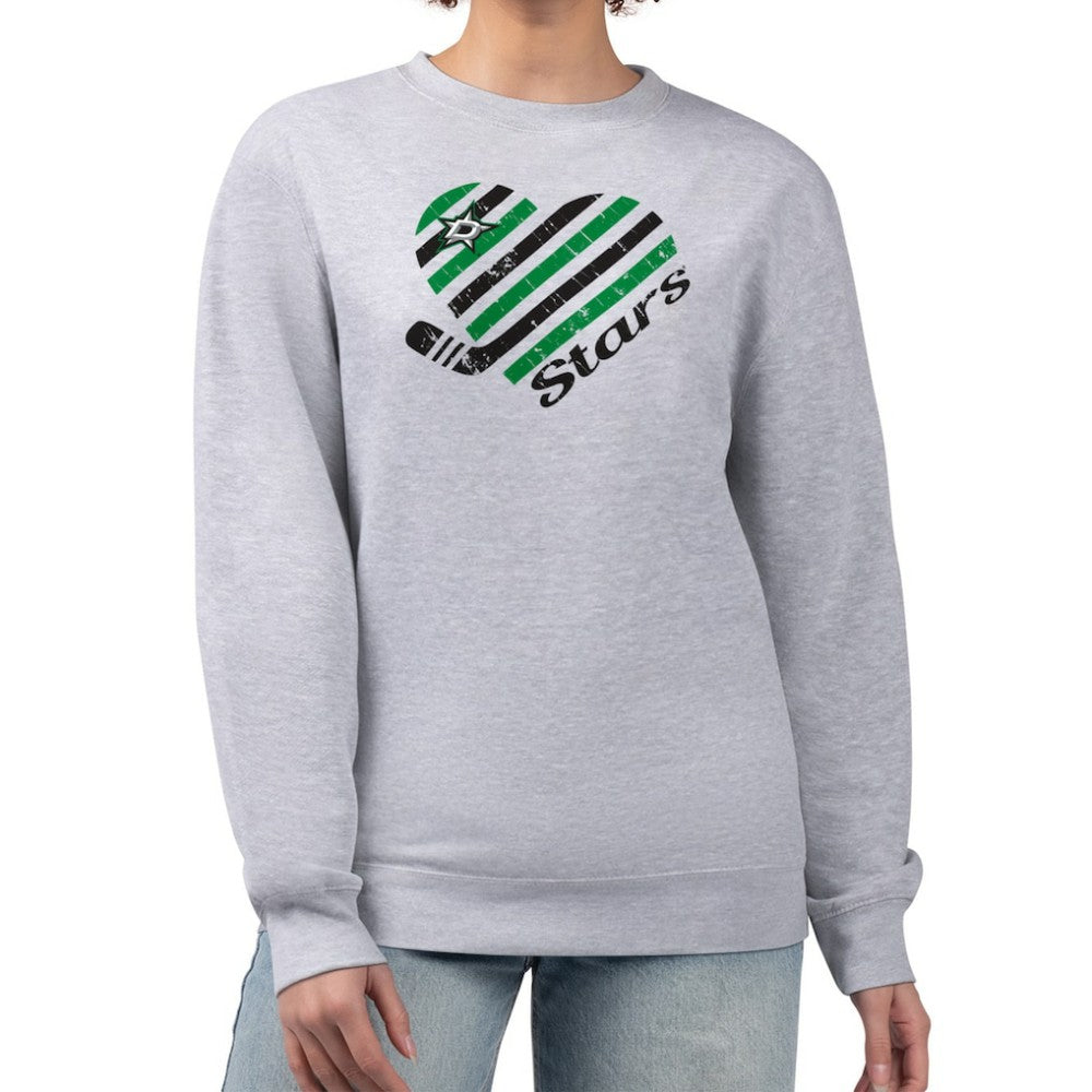 NHL Dallas Stars G-III 4Her by Carl Banks Women's Heart Graphic Pullover Sweatshirt - Heather Gray