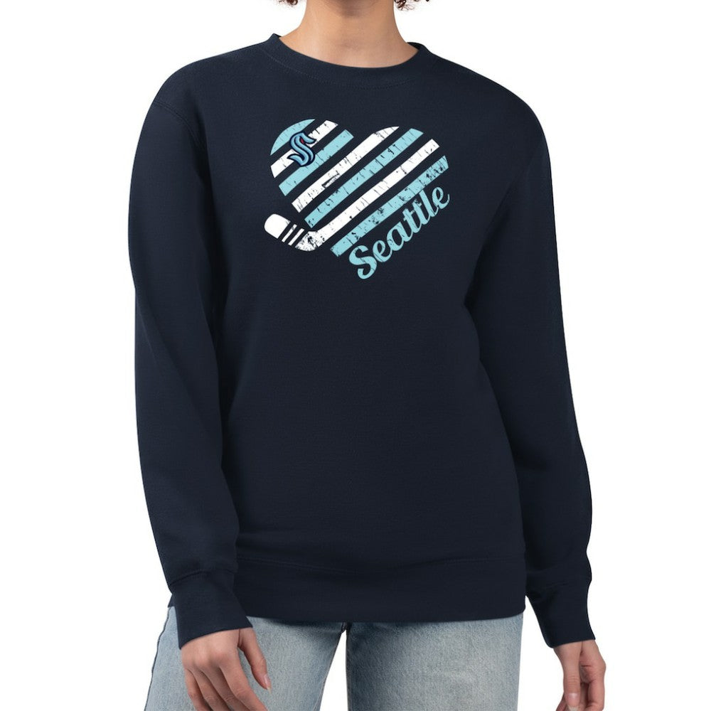 NHL Seattle Kraken G-III 4Her by Carl Banks Women's Heart Graphic Pullover Sweatshirt - Navy