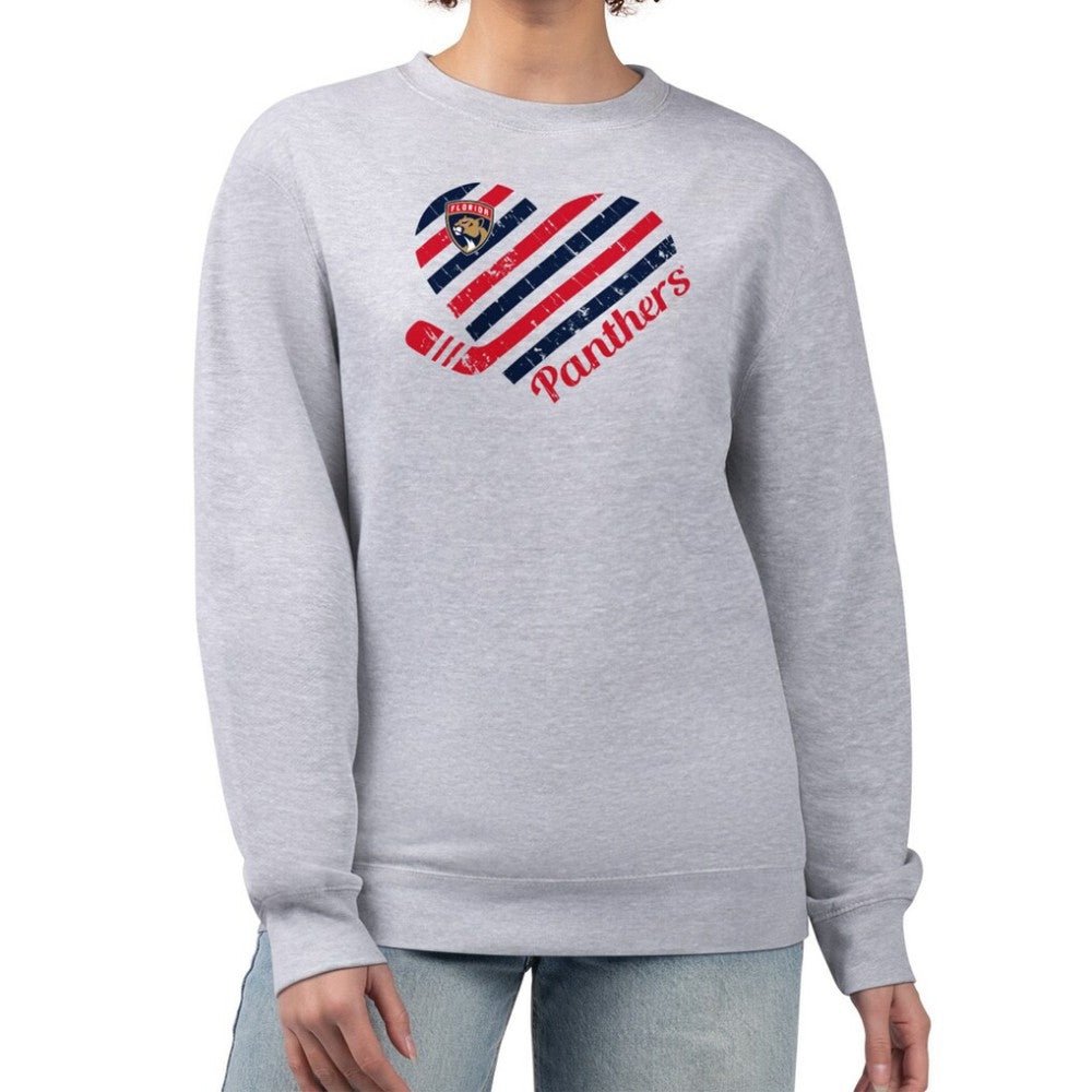 NHL Florida Panthers G-III 4Her by Carl Banks Women's Heart Graphic Pullover Sweatshirt - Heather Gray