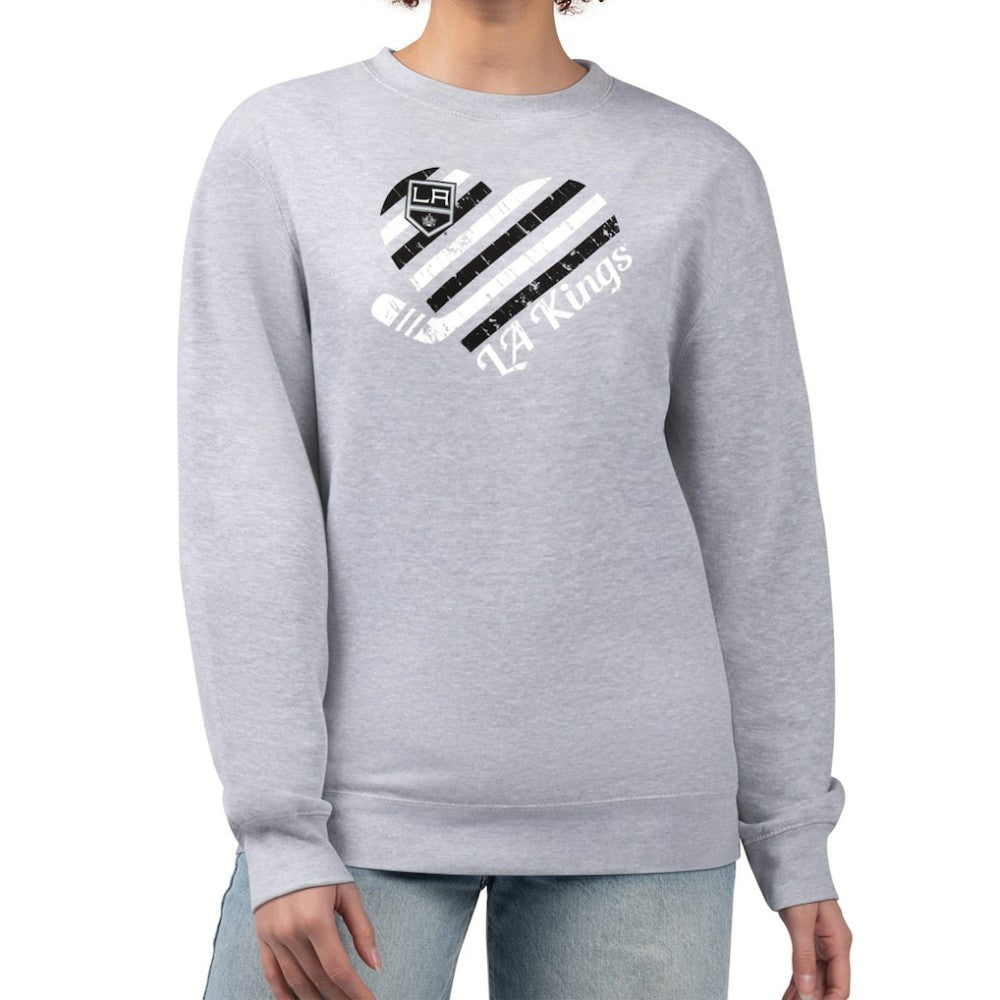 NHL Los Angeles Kings G-III 4Her by Carl Banks Women's Heart Graphic Pullover Sweatshirt - Heather Gray