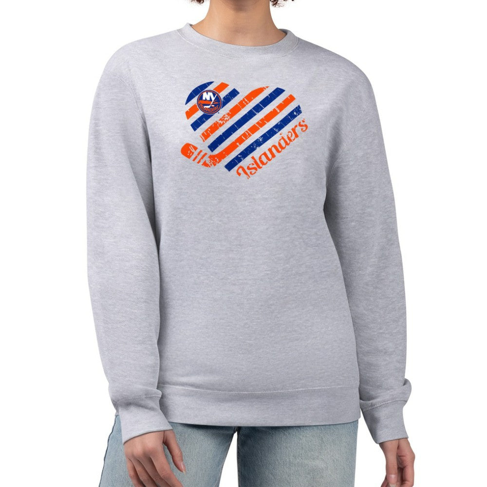 NHL New York Islanders G-III 4Her by Carl Banks Women's Heart Graphic Pullover Sweatshirt - Heather Gray