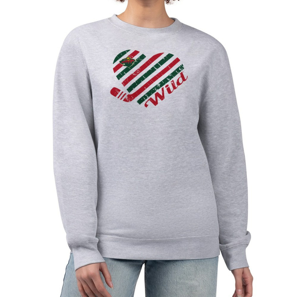 NHL Minnesota Wild G-III 4Her by Carl Banks Women's Heart Graphic Pullover Sweatshirt - Heather Gray