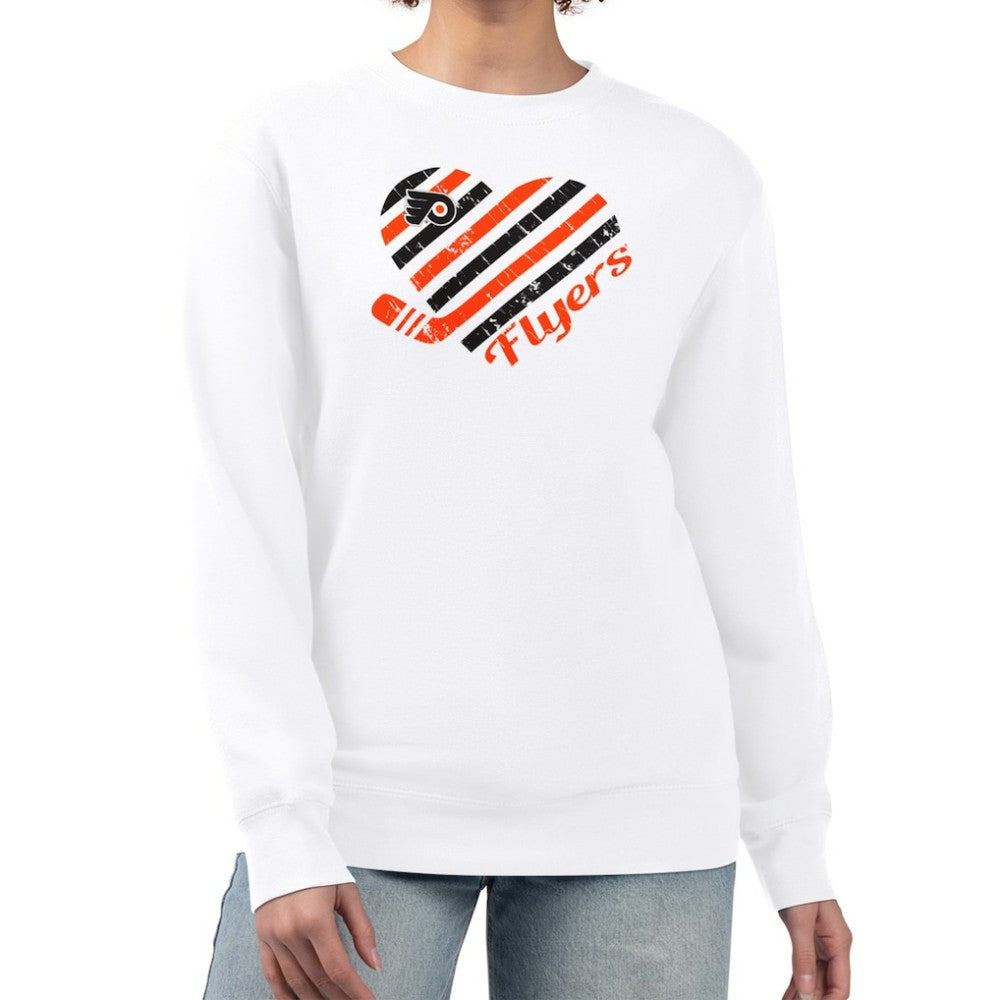 NHL Philadelphia Flyers G-III 4Her by Carl Banks Women's Heart Graphic Pullover Sweatshirt - White