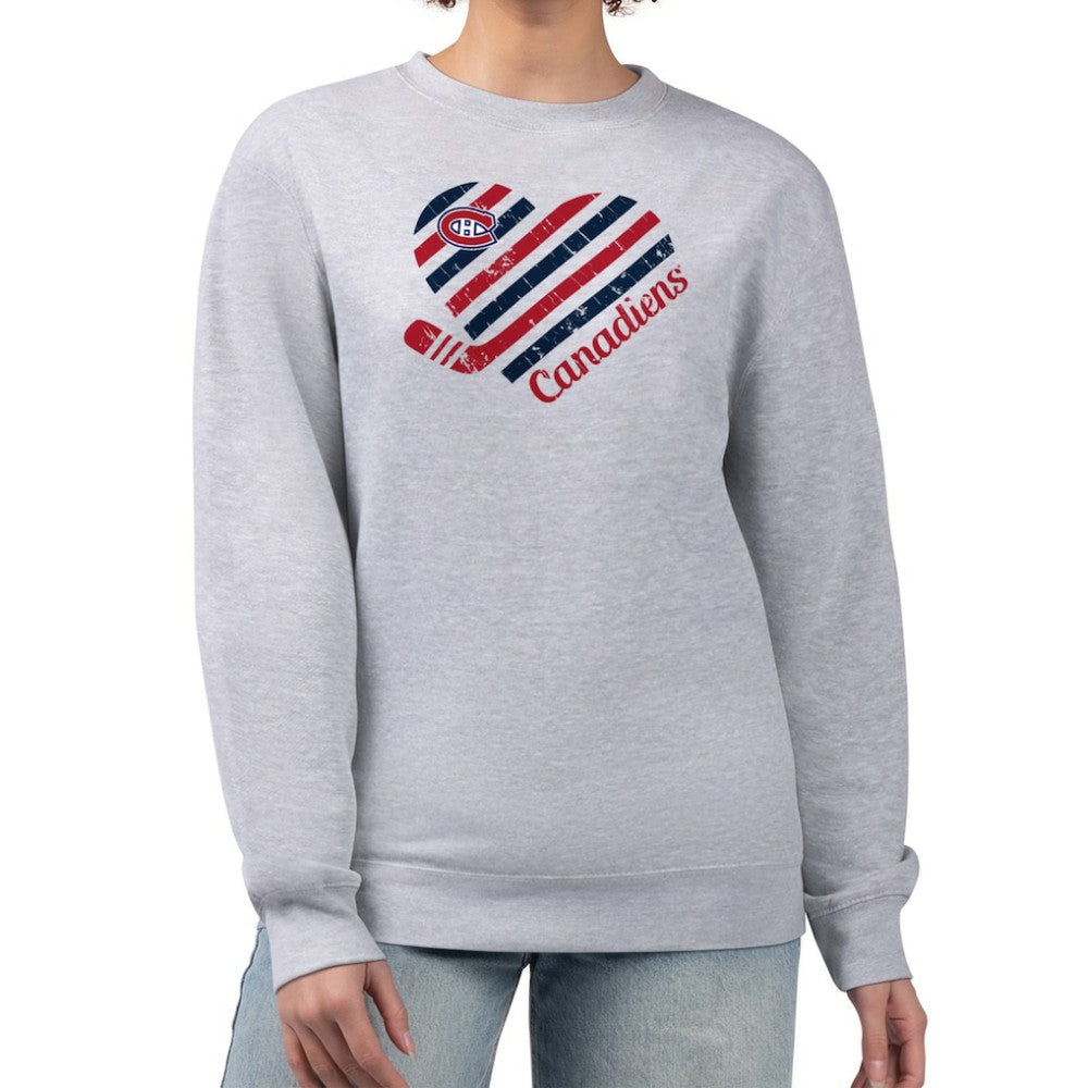 NHL Montreal Canadiens G-III 4Her by Carl Banks Women's Heart Graphic Pullover Sweatshirt - Heather Gray