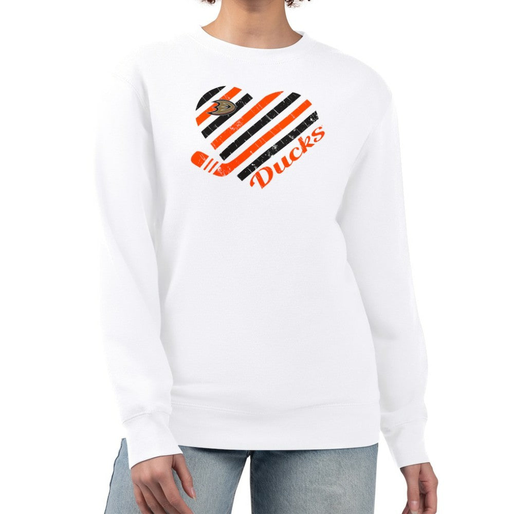 NHL Anaheim Ducks G-III 4Her by Carl Banks Women's Heart Graphic Pullover Sweatshirt - White
