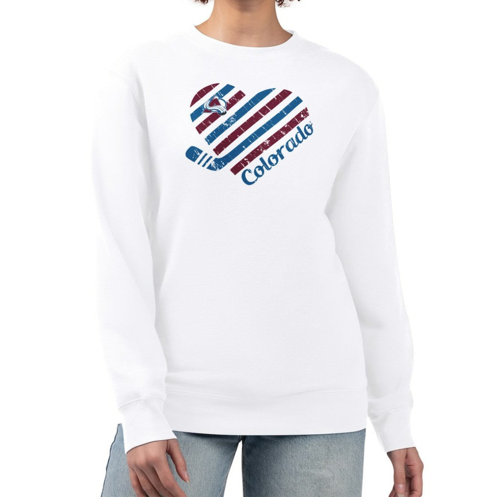 NHL Colorado Avalanche G-III 4Her by Carl Banks Women's Heart Graphic Pullover Sweatshirt - White