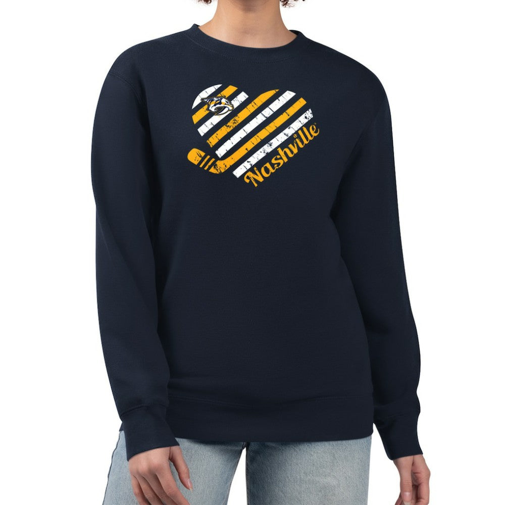 NHL Nashville Predators G-III 4Her by Carl Banks Women's Heart Graphic Pullover Sweatshirt - Navy