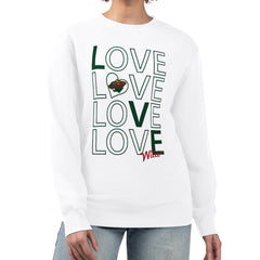 NHL Minnesota Wild G-III 4Her by Carl Banks Women's Lots Of Love Team Logo Graphic Pullover Sweatshirt - White