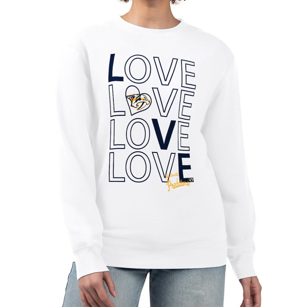 NHL Nashville Predators G-III 4Her by Carl Banks Women's Lots Of Love Team Logo Graphic Pullover Sweatshirt - White