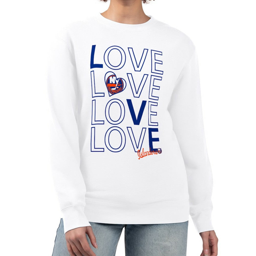 NHL New York Islanders G-III 4Her by Carl Banks Women's Lots Of Love Team Logo Graphic Pullover Sweatshirt - White