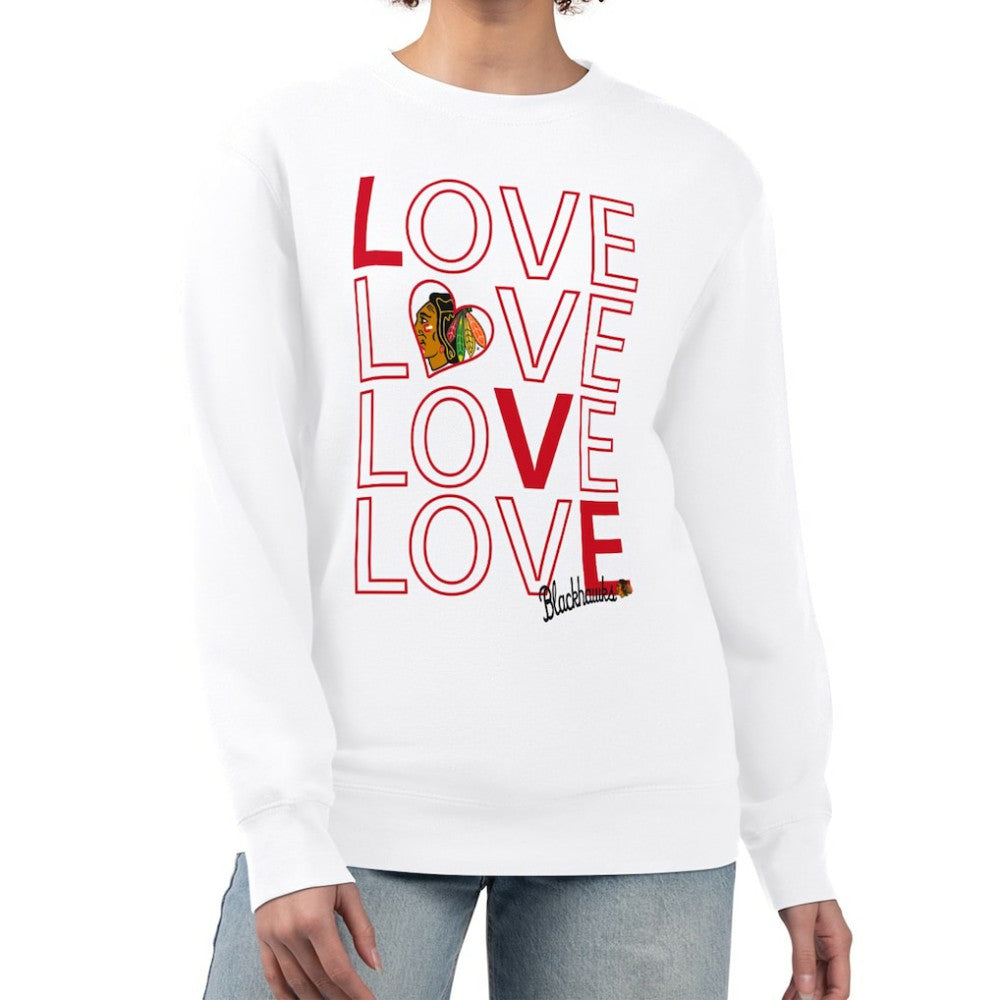 NHL Chicago Blackhawks G-III 4Her by Carl Banks Women's Lots Of Love Team Logo Graphic Pullover Sweatshirt - White