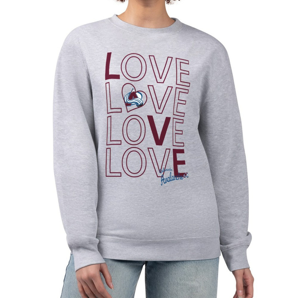 NHL Colorado Avalanche G-III 4Her by Carl Banks Women's Lots Of Love Team Logo Graphic Pullover Sweatshirt - Heather Gray