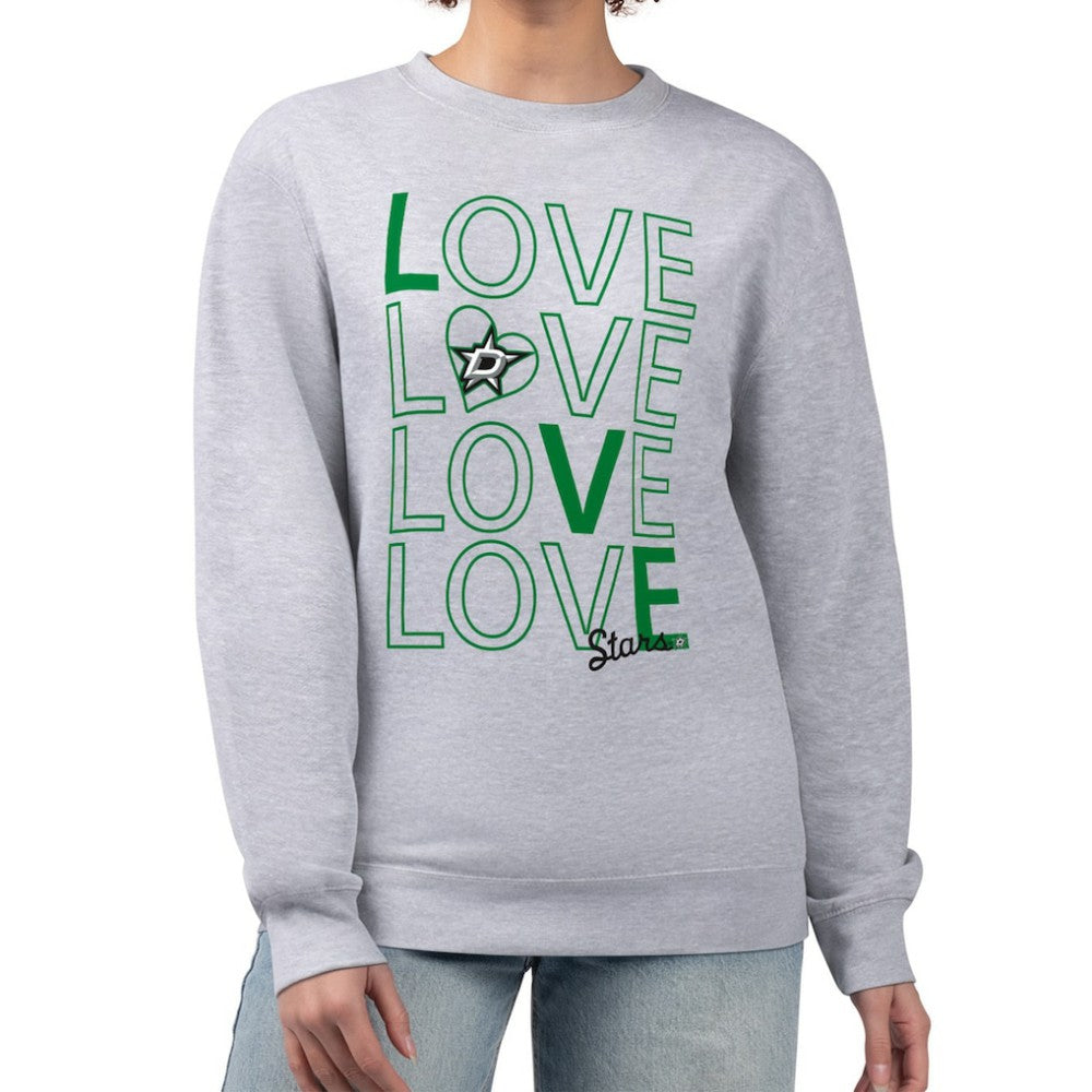 NHL Dallas Stars G-III 4Her by Carl Banks Women's Lots Of Love Team Logo Graphic Pullover Sweatshirt - Heather Gray