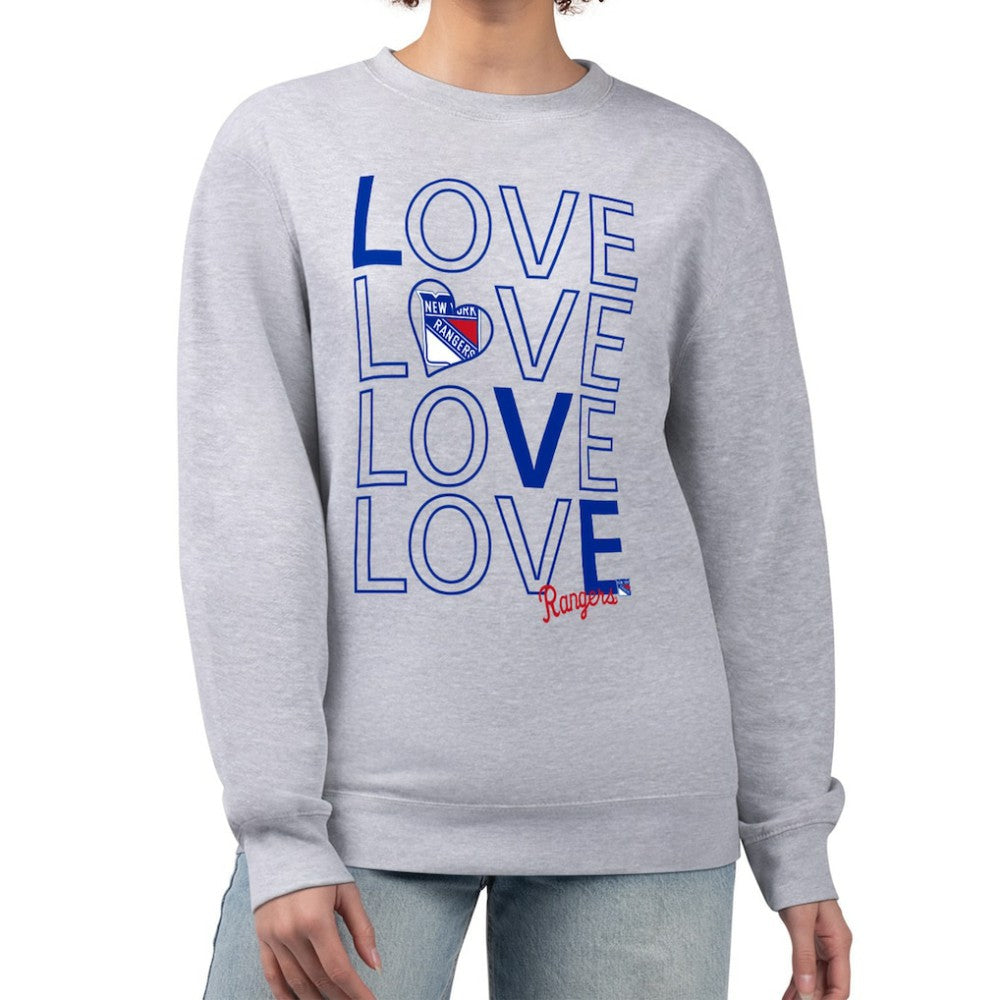 NHL New York Rangers G-III 4Her by Carl Banks Women's Lots Of Love Team Logo Graphic Pullover Sweatshirt - Heather Gray