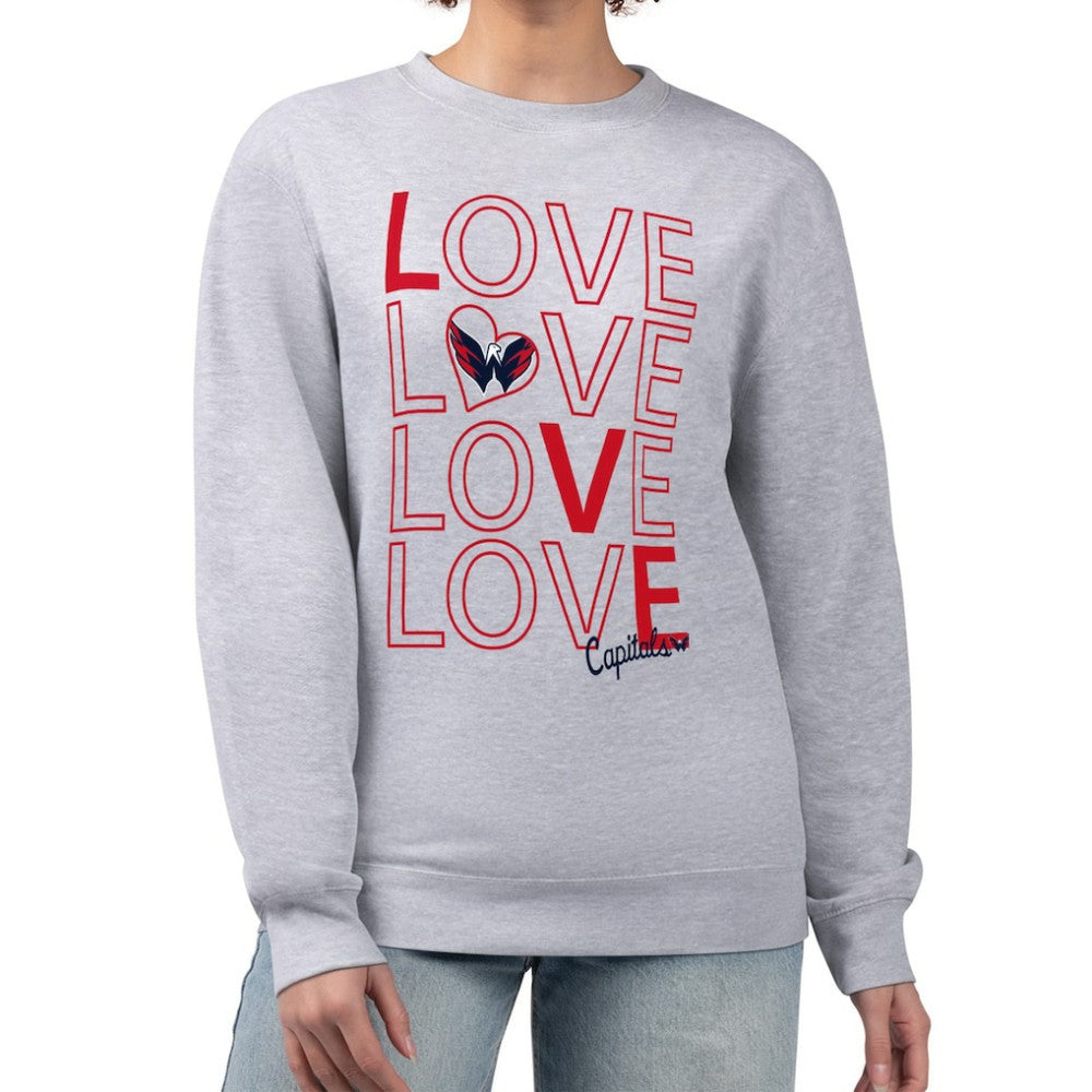 NHL Washington Capitals G-III 4Her by Carl Banks Women's Lots Of Love Team Logo Graphic Pullover Sweatshirt - Heather Gray