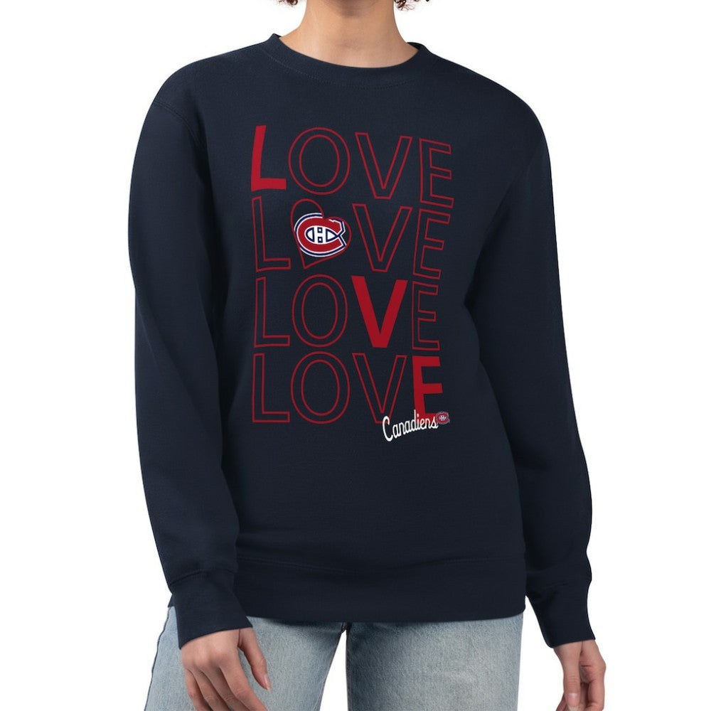 NHL Montreal Canadiens G-III 4Her by Carl Banks Women's Lots Of Love Team Logo Graphic Pullover Sweatshirt - Navy
