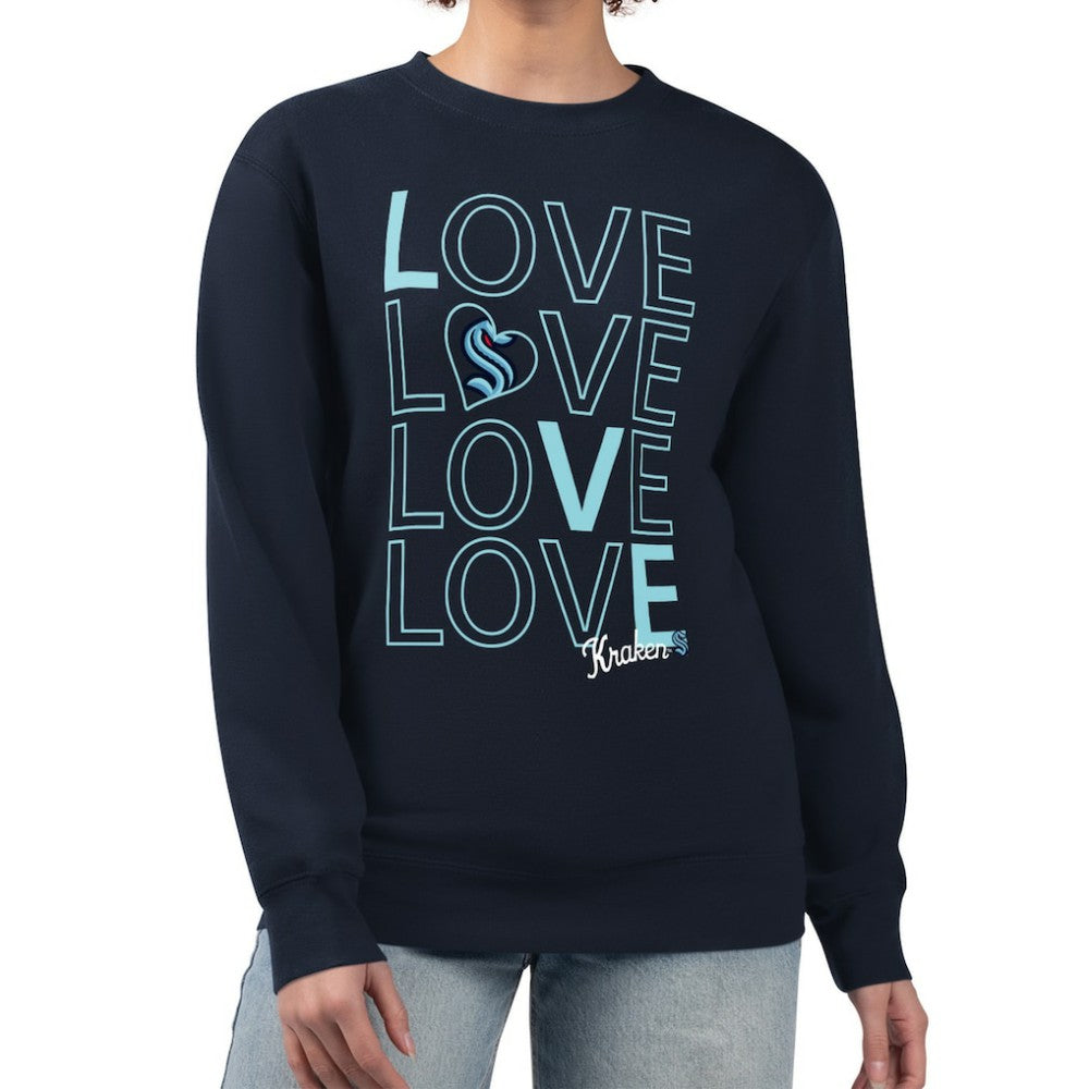 NHL Seattle Kraken G-III 4Her by Carl Banks Women's Lots Of Love Team Logo Graphic Pullover Sweatshirt - Deep Sea Blue
