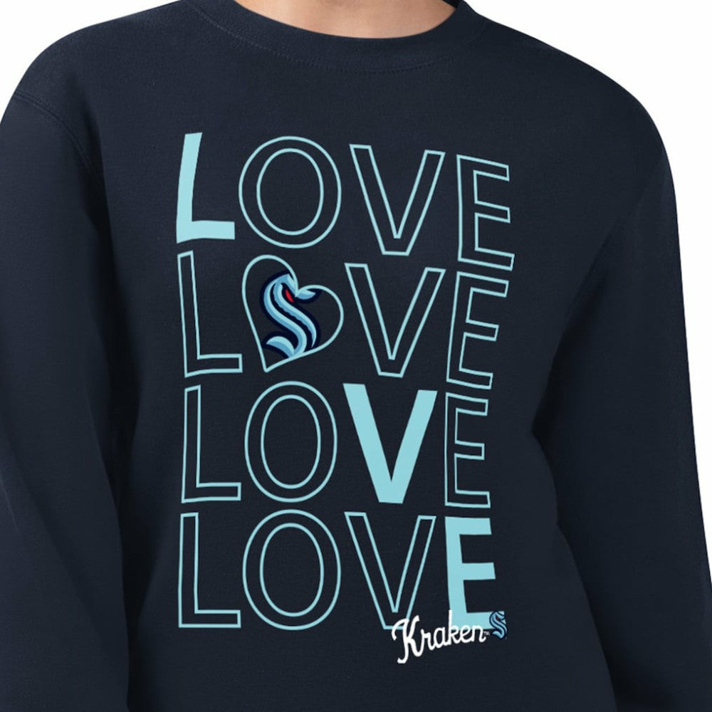 NHL Seattle Kraken G-III 4Her by Carl Banks Women's Lots Of Love Team Logo Graphic Pullover Sweatshirt - Deep Sea Blue