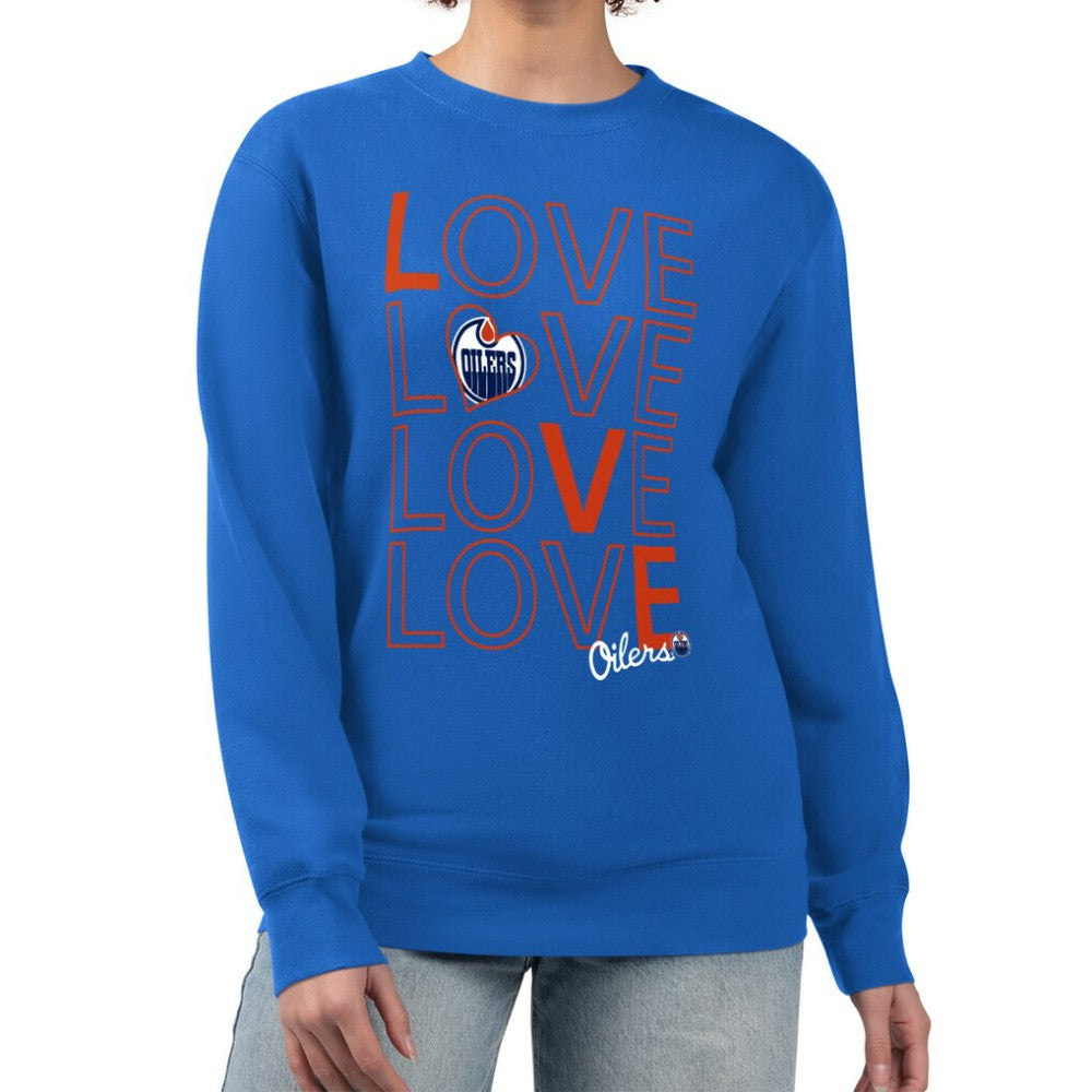NHL Edmonton Oilers G-III 4Her by Carl Banks Women's Lots Of Love Team Logo Graphic Pullover Sweatshirt - Royal