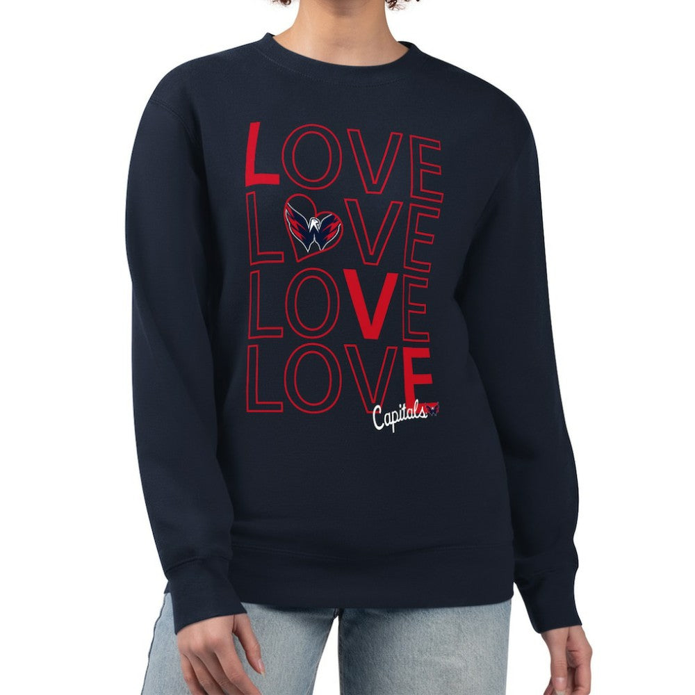 NHL Washington Capitals G-III 4Her by Carl Banks Women's Lots Of Love Team Logo Graphic Pullover Sweatshirt - Navy