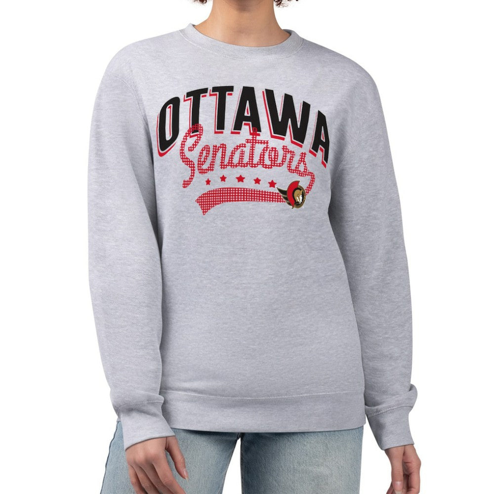 NHL Ottawa Senators G-III 4Her by Carl Banks Women's Filigree Team Graphic Fleece Pullover Sweatshirt - Heather Gray