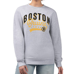 NHL Boston Bruins G-III 4Her by Carl Banks Women's Filigree Team Graphic Fleece Pullover Sweatshirt - Heather Gray