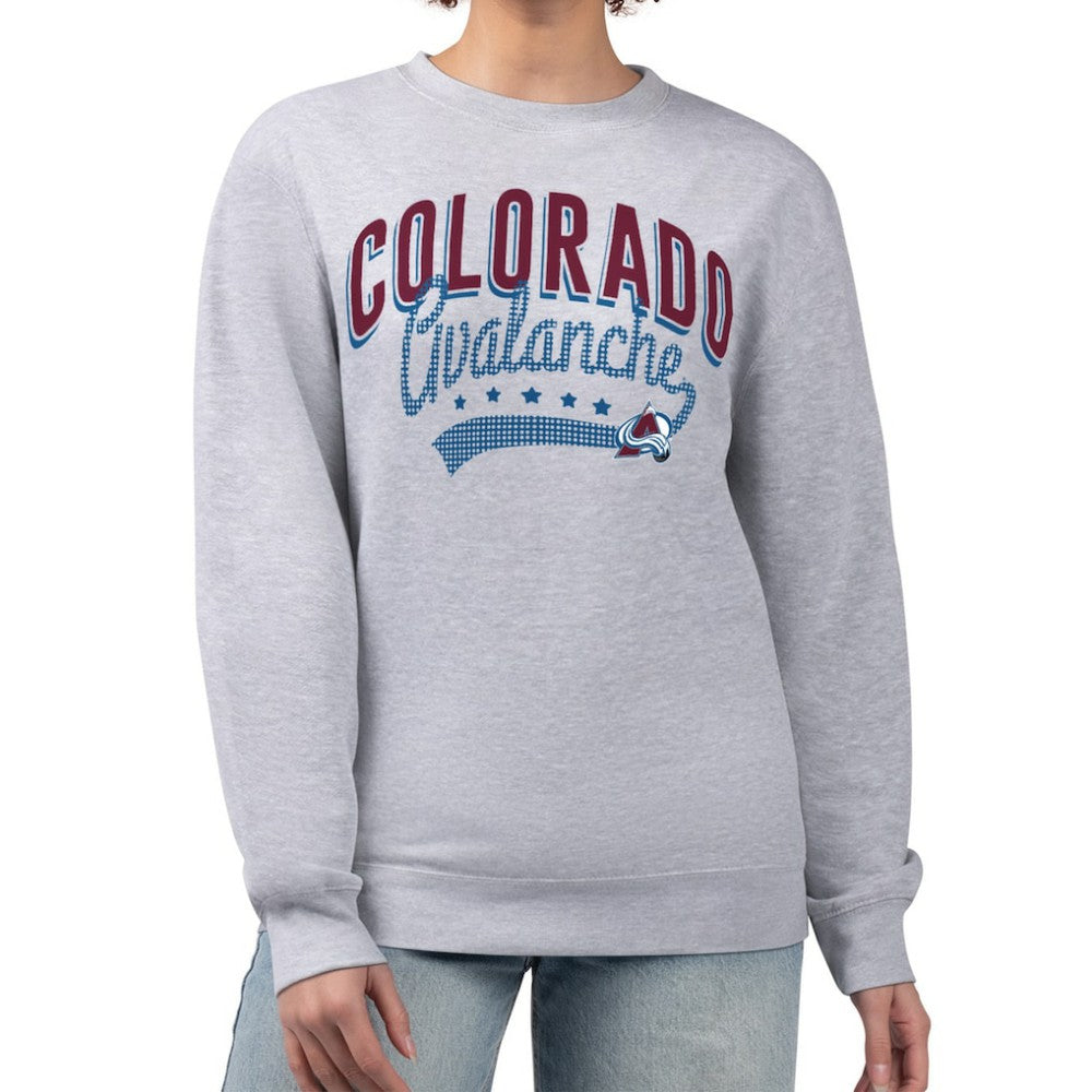 NHL Colorado Avalanche G-III 4Her by Carl Banks Women's Filigree Team Graphic Fleece Pullover Sweatshirt - Heather Gray
