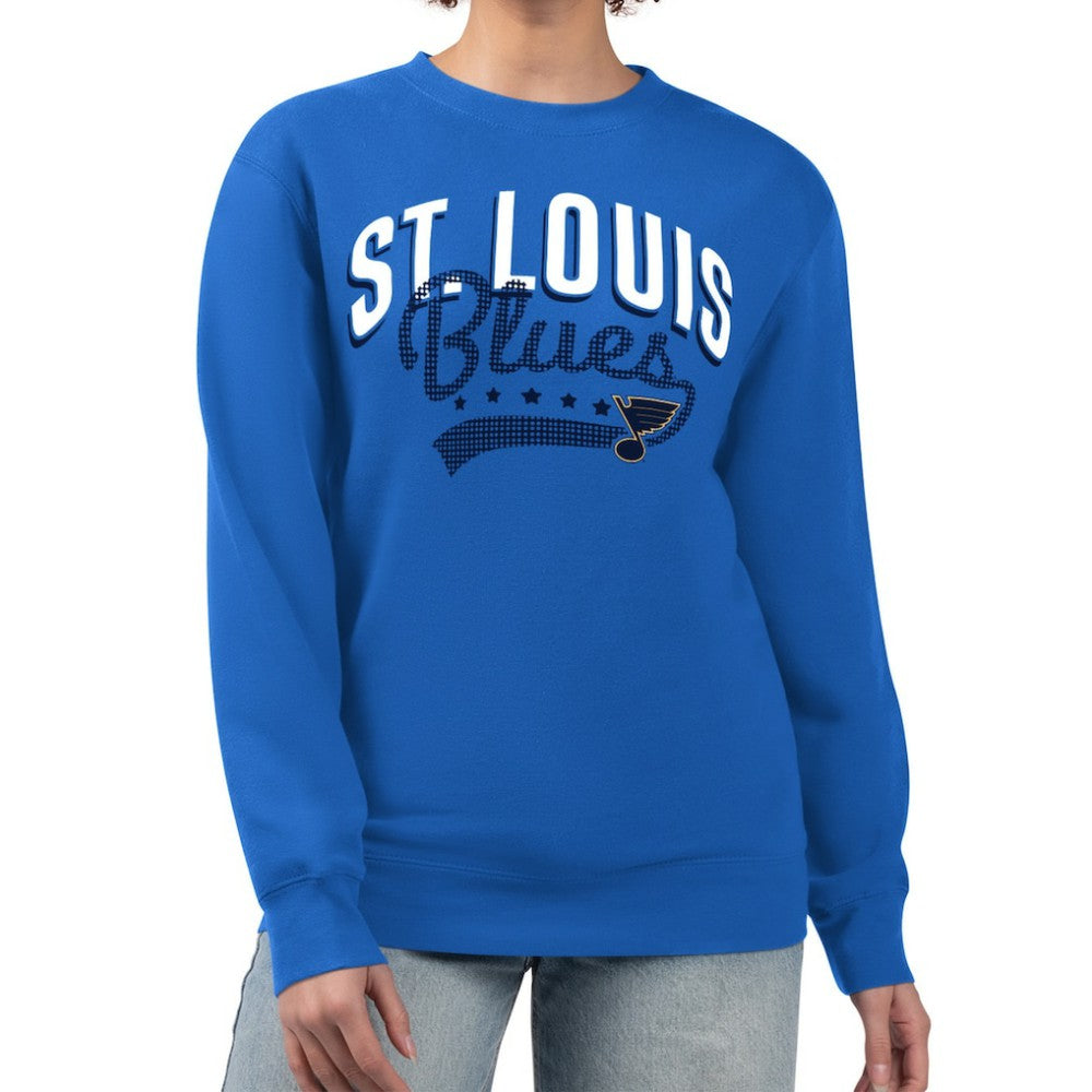 NHL St. Louis Blues G-III 4Her by Carl Banks Women's Filigree Team Graphic Fleece Pullover Sweatshirt - Blue