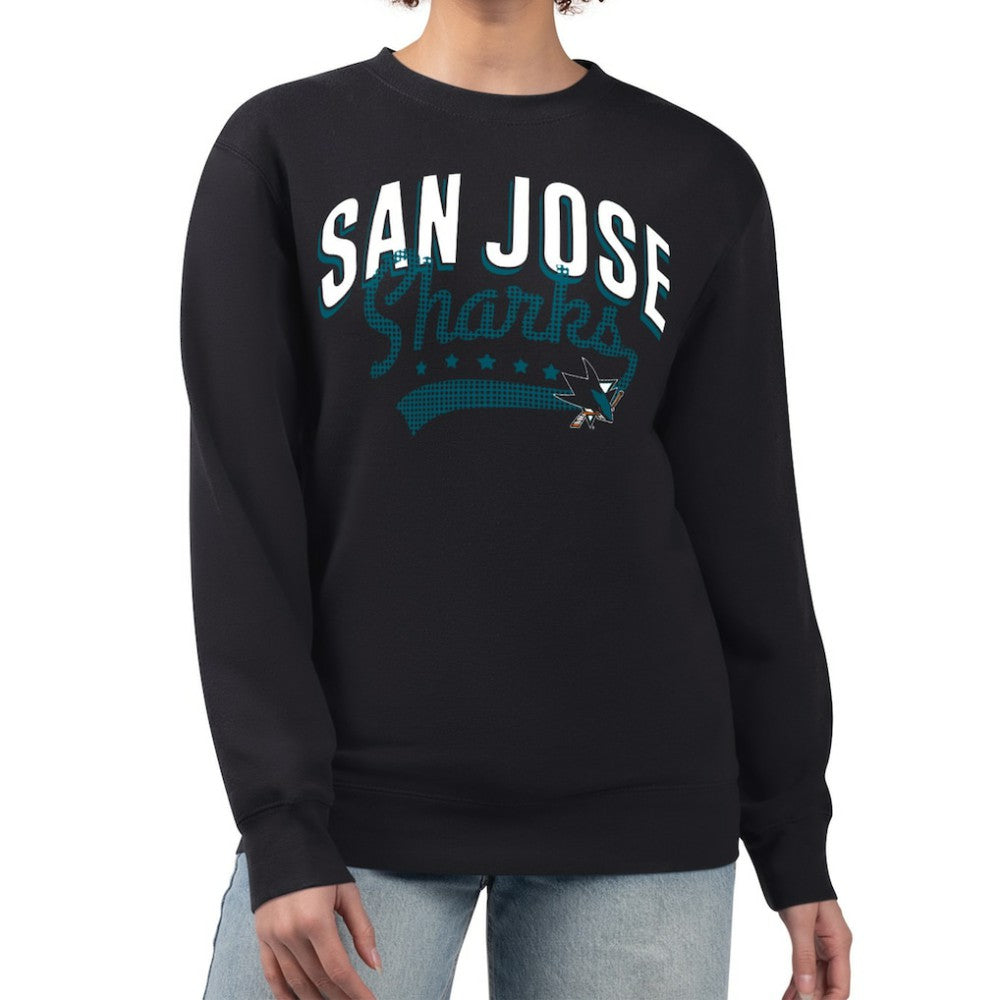 NHL San Jose Sharks G-III 4Her by Carl Banks Women's Filigree Team Graphic Fleece Pullover Sweatshirt - Black