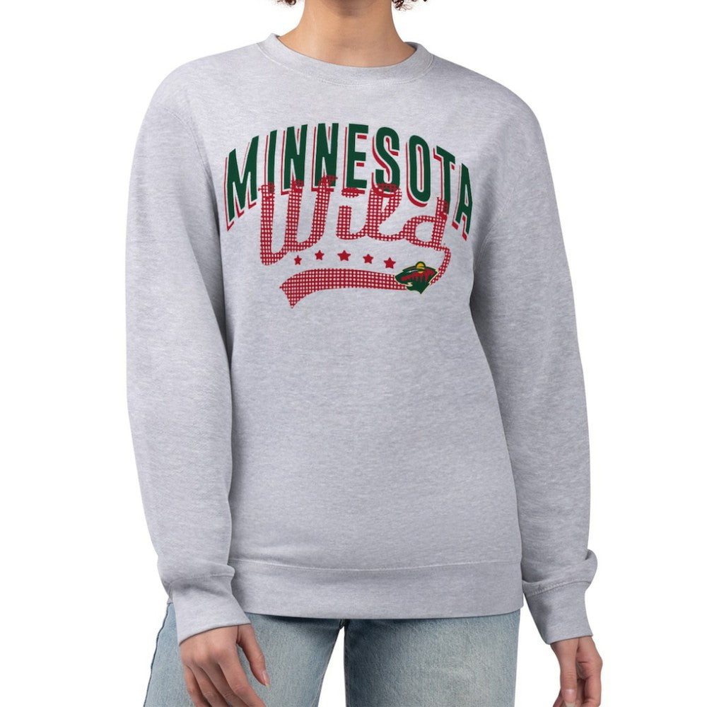 NHL Minnesota Wild G-III 4Her by Carl Banks Women's Filigree Team Graphic Fleece Pullover Sweatshirt - Heather Gray