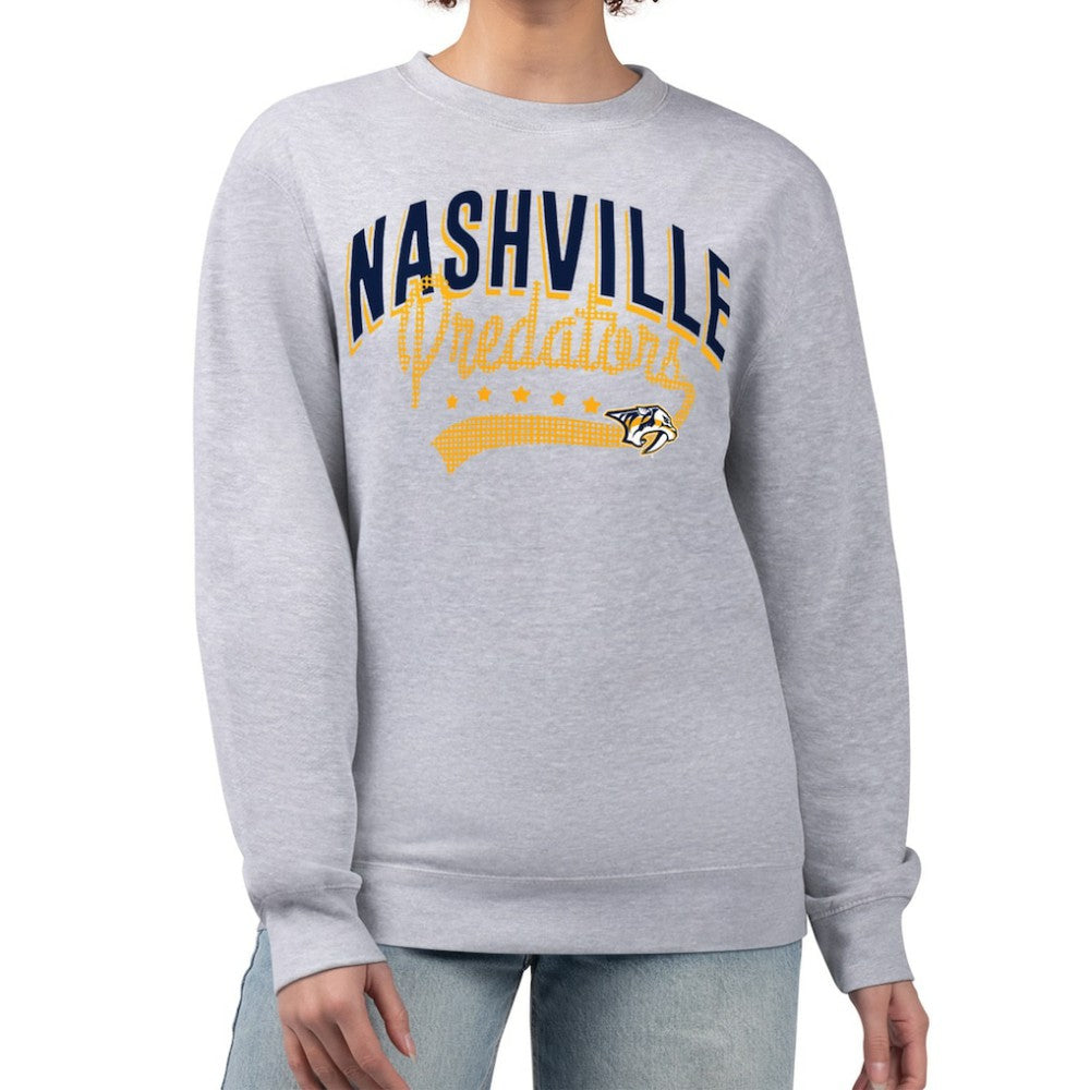 NHL Nashville Predators G-III 4Her by Carl Banks Women's Filigree Team Graphic Fleece Pullover Sweatshirt - Heather Gray