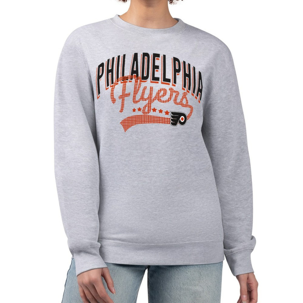 NHL Philadelphia Flyers G-III 4Her by Carl Banks Women's Filigree Team Graphic Fleece Pullover Sweatshirt - Heather Gray