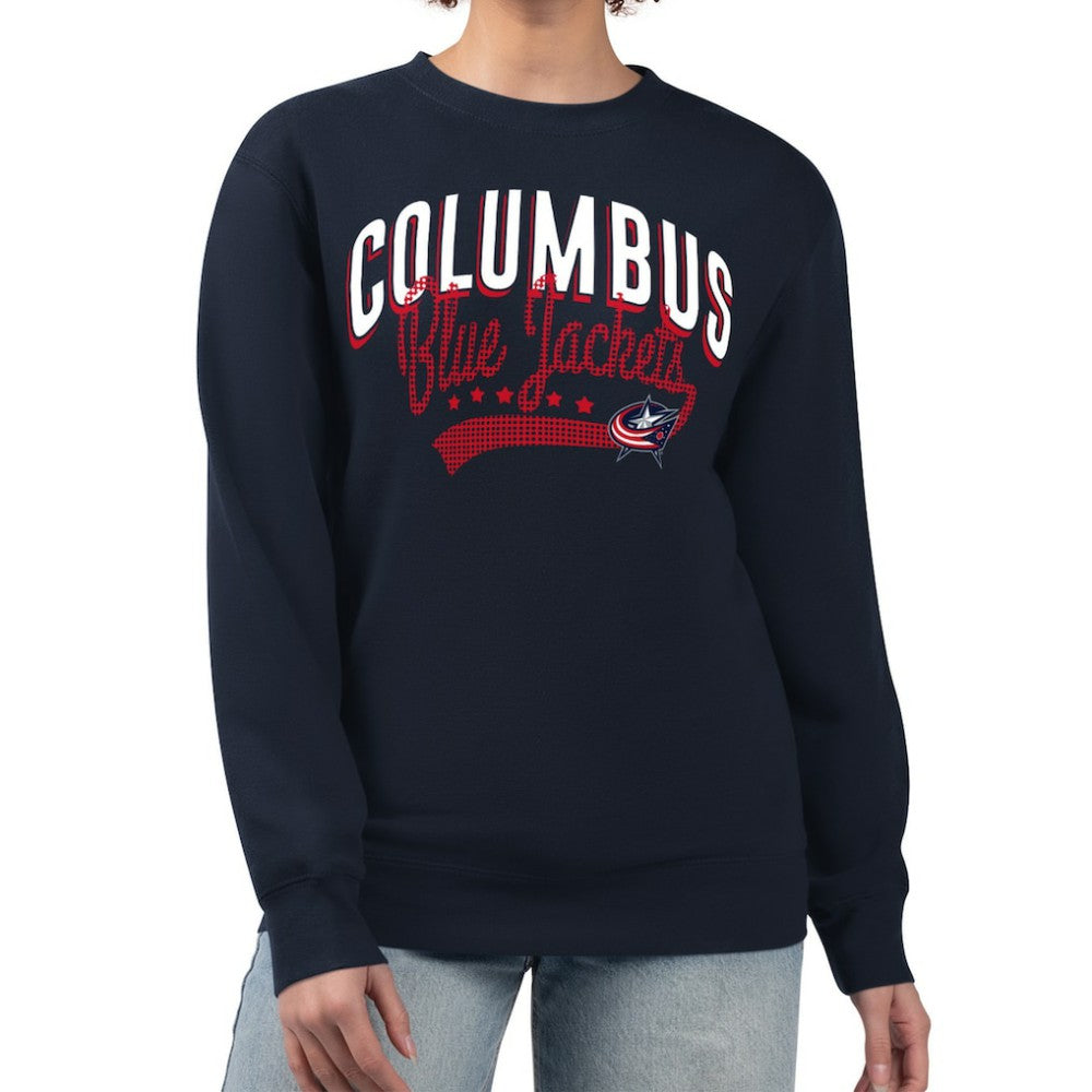 NHL Columbus Blue Jackets G-III 4Her by Carl Banks Women's Filigree Team Graphic Fleece Pullover Sweatshirt - Navy
