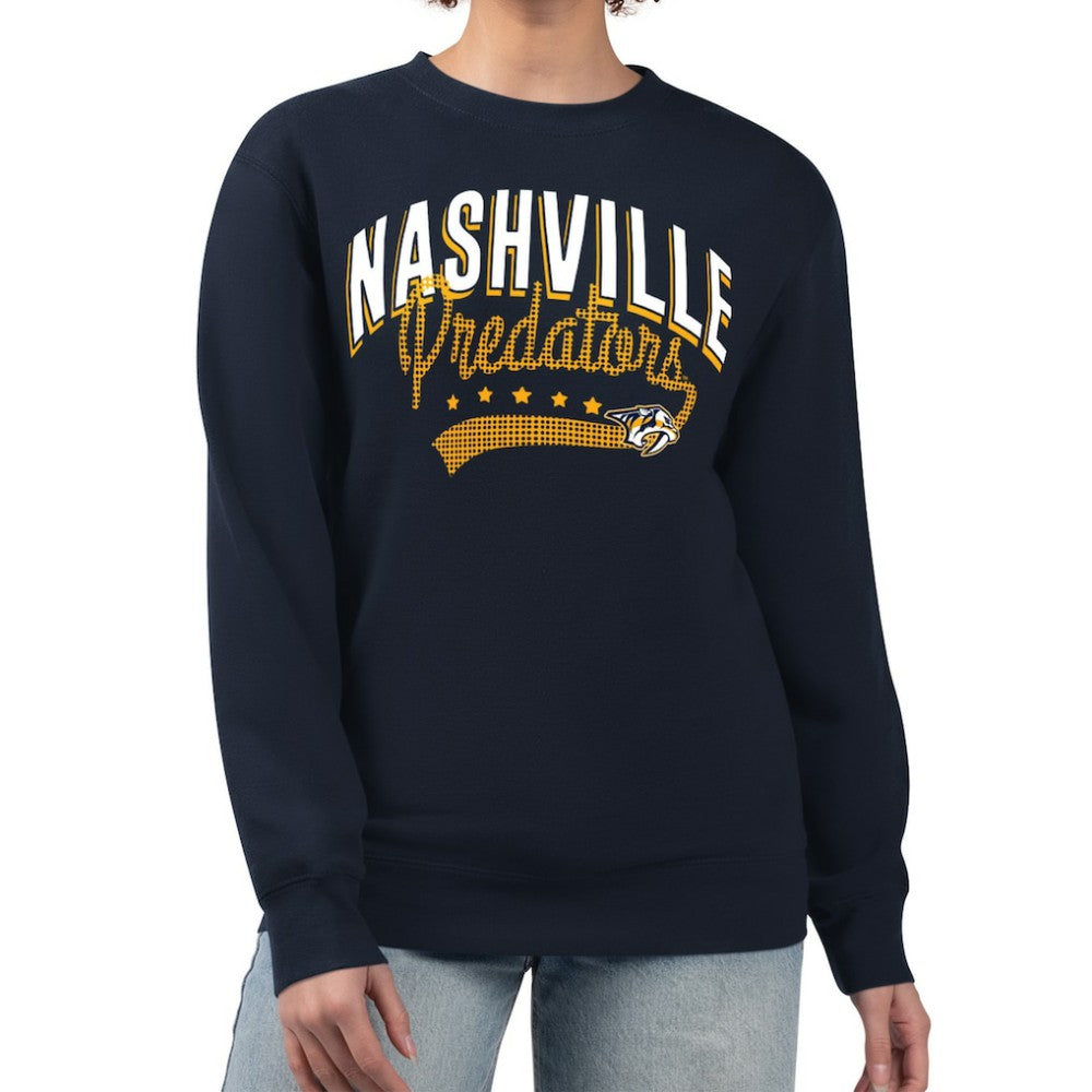 NHL Nashville Predators G-III 4Her by Carl Banks Women's Filigree Team Graphic Fleece Pullover Sweatshirt - Navy