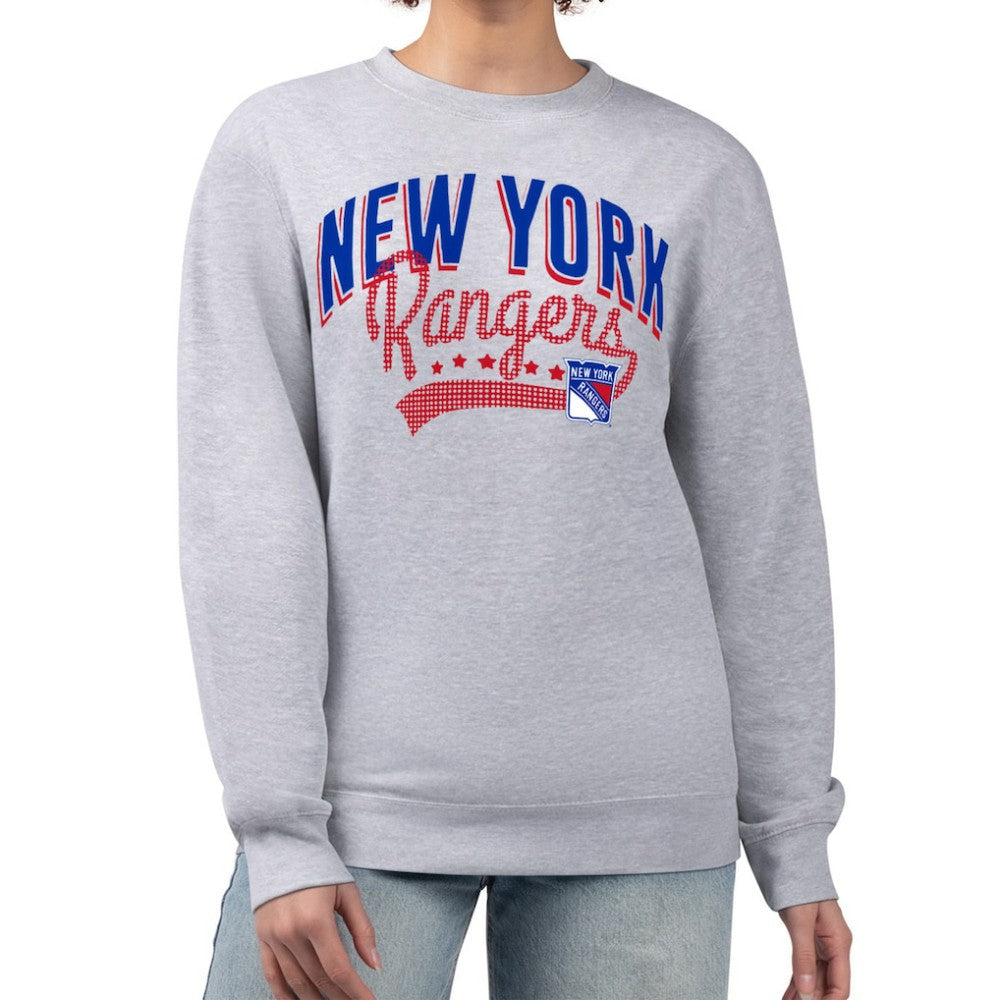 NHL New York Rangers G-III 4Her by Carl Banks Women's Filigree Team Graphic Fleece Pullover Sweatshirt - Heather Gray