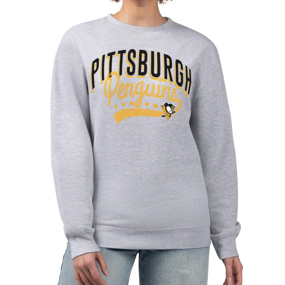 NHL Pittsburgh Penguins G-III 4Her by Carl Banks Women's Filigree Team Graphic Fleece Pullover Sweatshirt - Heather Gray