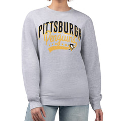 NHL Pittsburgh Penguins G-III 4Her by Carl Banks Women's Filigree Team Graphic Fleece Pullover Sweatshirt - Heather Gray